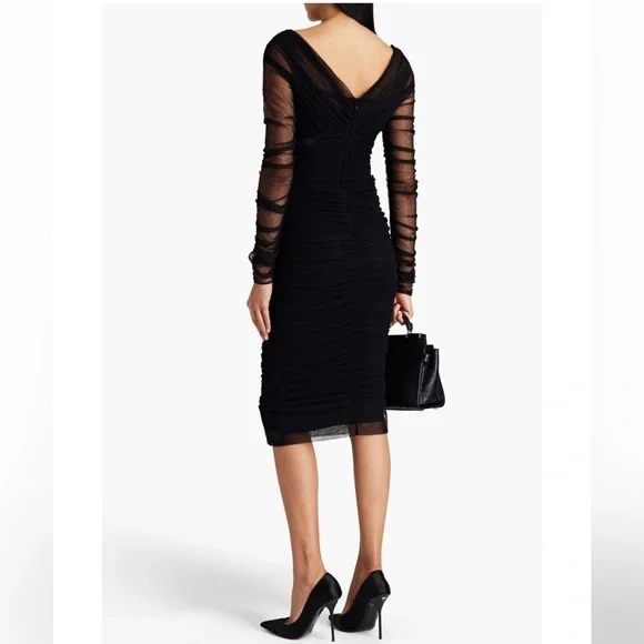 NWT Dolce & Gabbana Black Corset Mesh Ruched Cocktail Dress Size 4 (024) - Picture 10 of 13